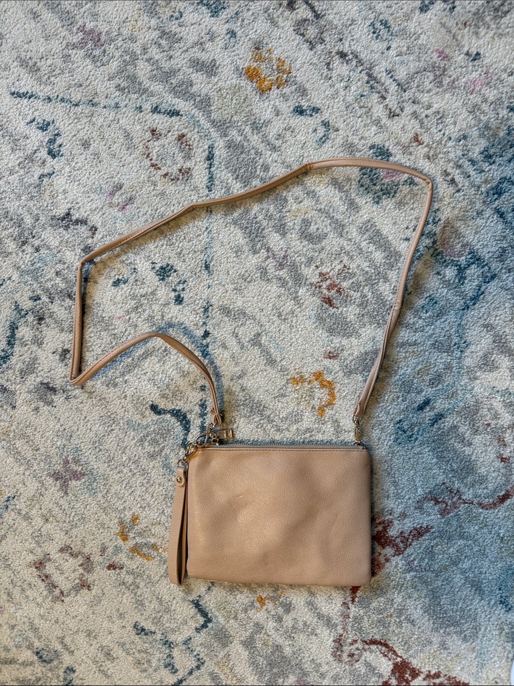 Amazon Blush Pink Crossbody Bag with Gold Accents